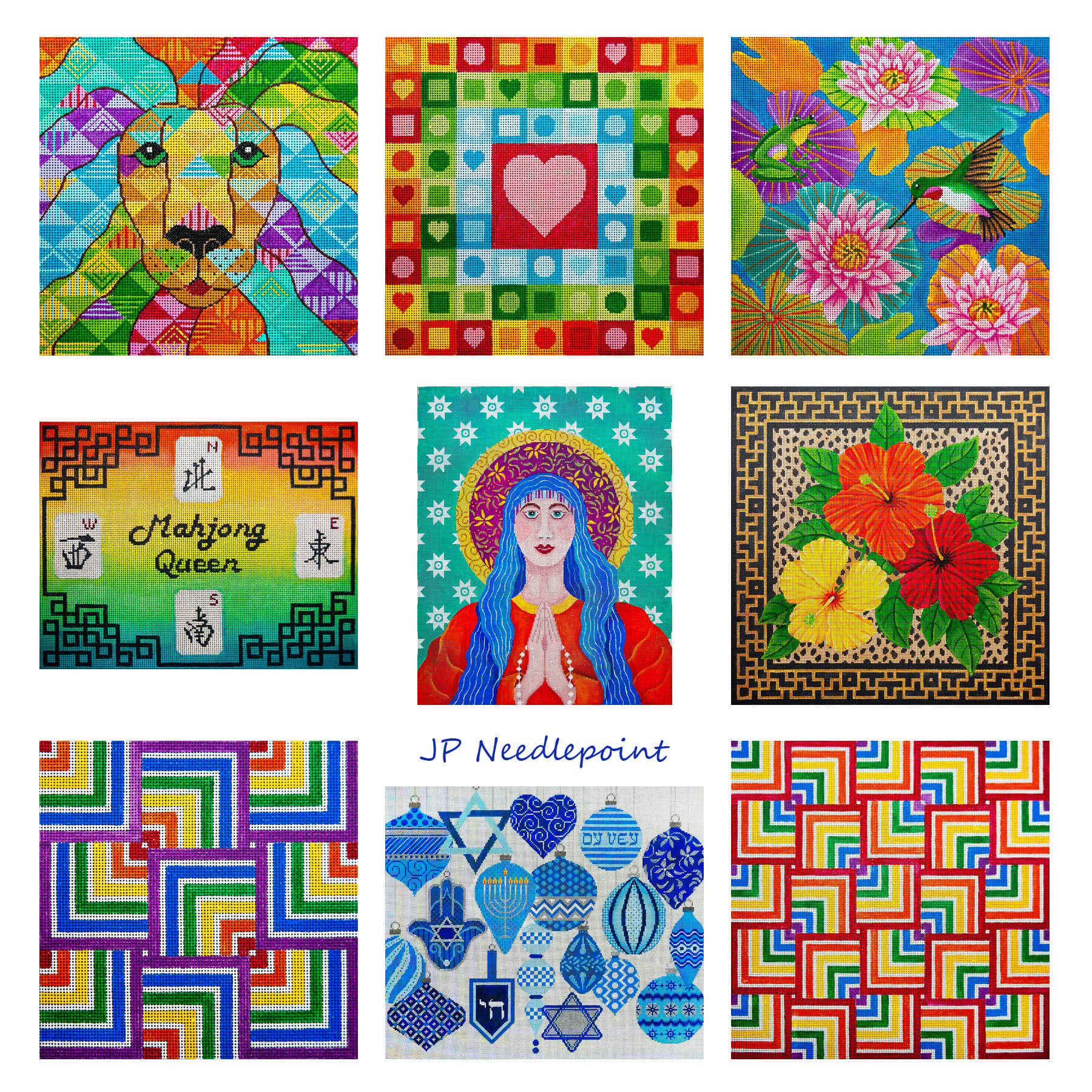 Collage of needlepoint images