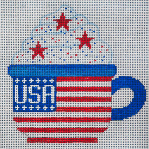 USA Coffee Cup needlepoint canvas