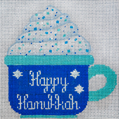 Happy Hanukkah Cup needlepoint