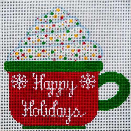Happy Holidays Cup needlepoint