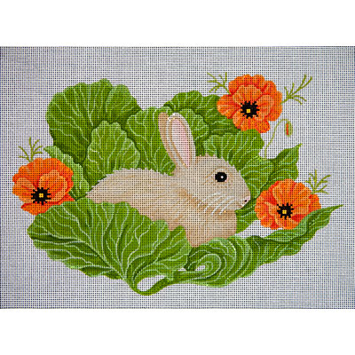 Bunny in Cabbage w/Poppies