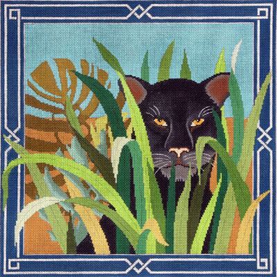 Black Panther in Jungle Leaves