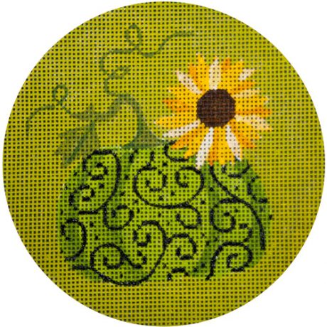 H 104 
"Green Pumpkin w/ Sunflowers"
4.5x4.5" - 18 Mesh