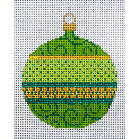 H 305-8
"Green Swirls & Dots" Ornament
3x3.75" - 18 Mesh